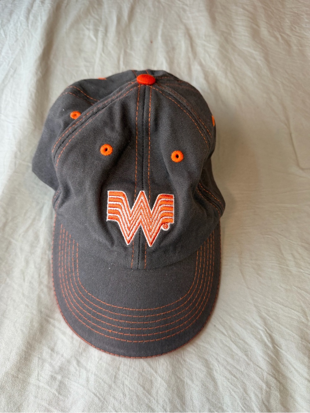 Embroidered W Logo Baseball Cap - Dark Gray with Orange